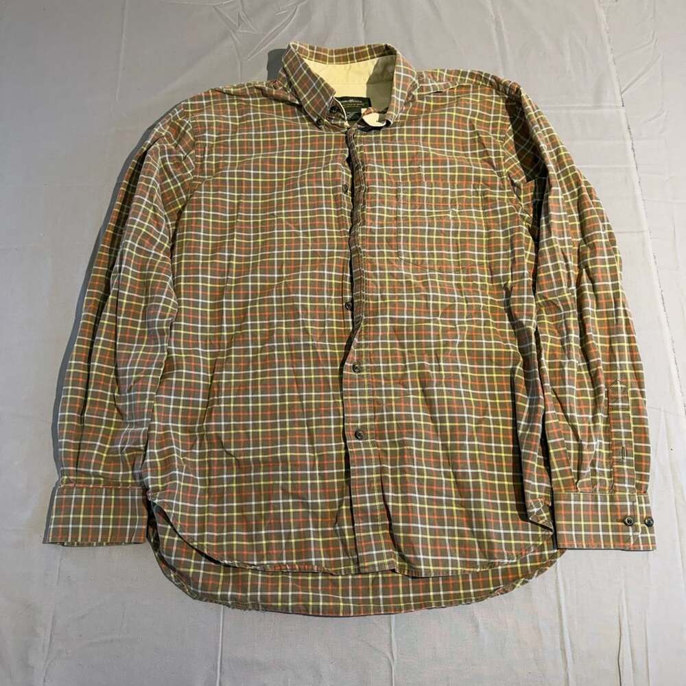 Eddie Bauer Shirt Mens XXL Custom Fit Multicolored Button Up Dress Plaid